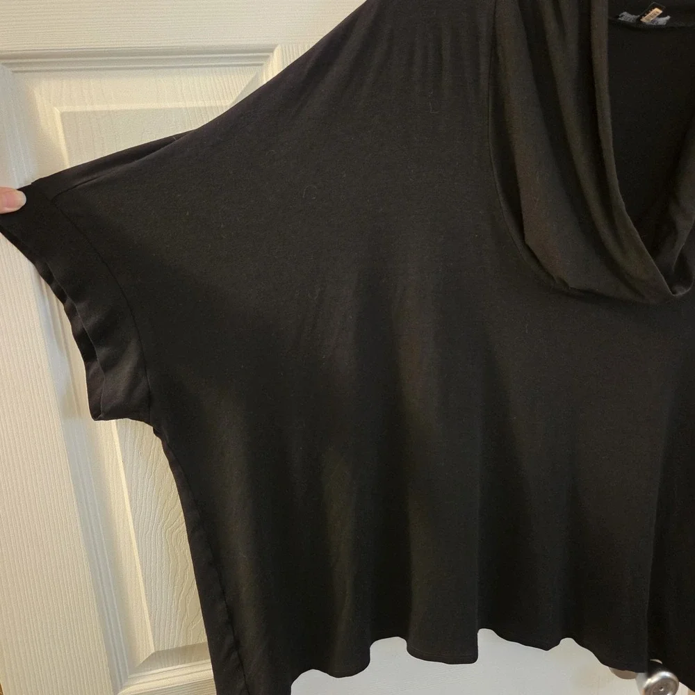 Eileen Fisher sz XL oversized cowl neck‎ black casaul top chic boxy comfort